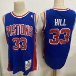 Maillot de Basket #33 Hill Pistons M&N Bleu